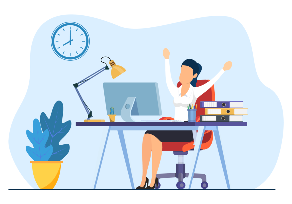 woman accountant celebrates auotmated month end