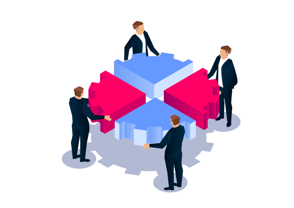 Business managers consolidate companies into one